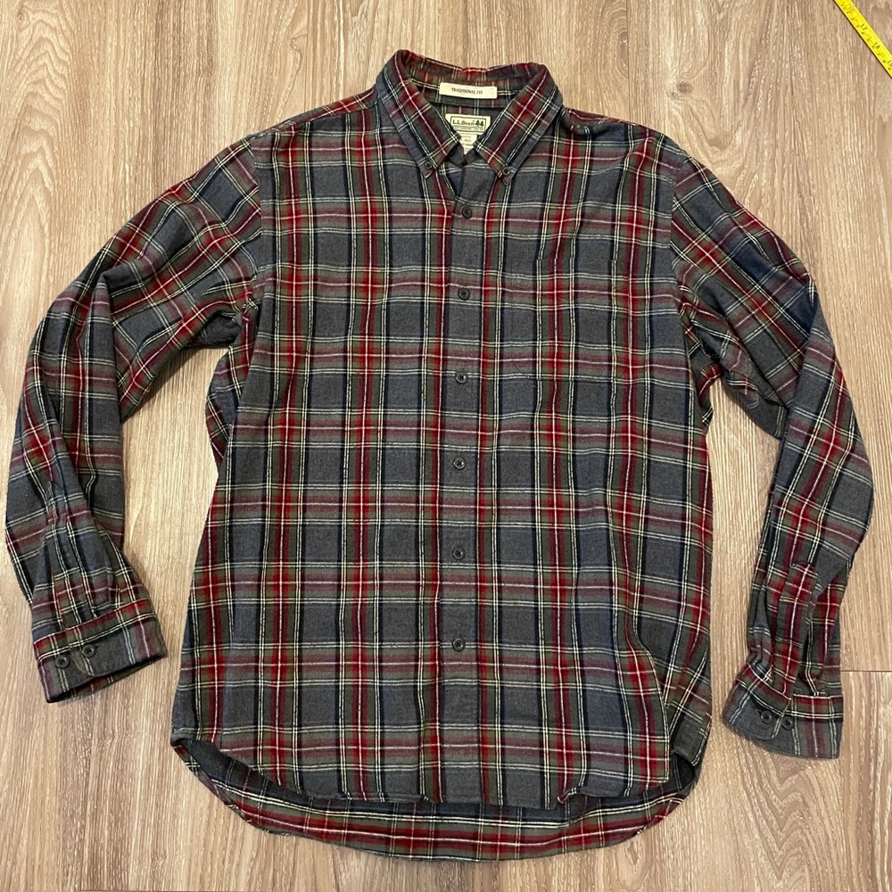 Men's LL Bean Plaid Flannel Shirt Medium